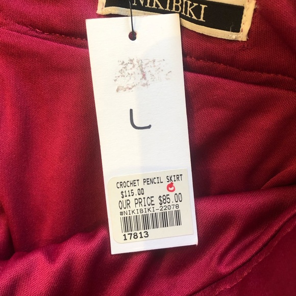 Burgundy Lace High Low Pencil Skirt - Picture 4 of 5